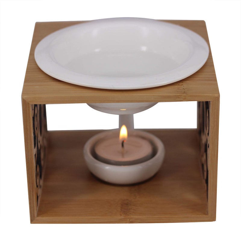 Singeek Ceramic Essential Oil Burner Diffuser,Hollowing Floral Tea Light Holder Aromatherapy Oil Warmer, Holiday Home Decoration Valentine (Auspicious Cloud) - Image 3